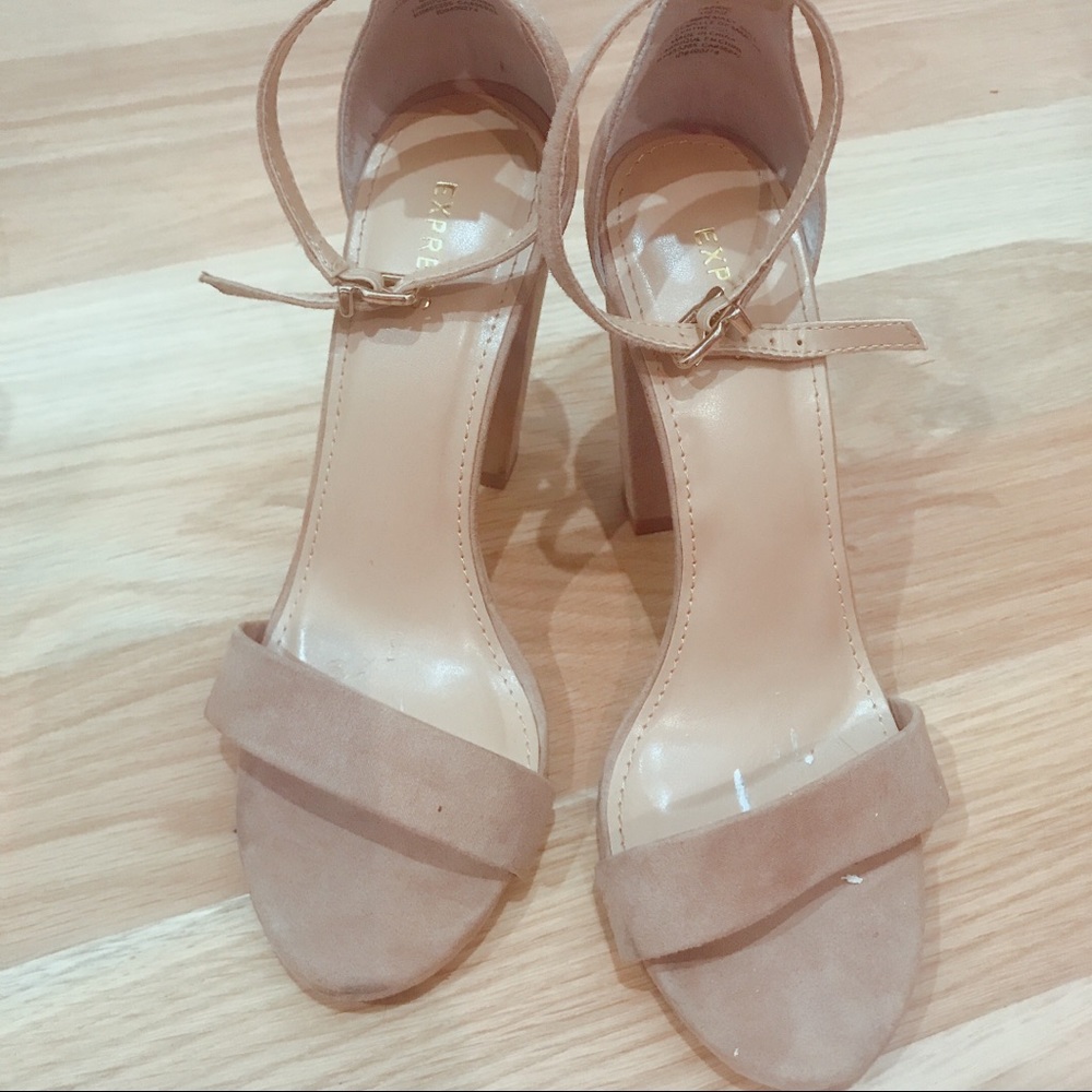 Express nude block heels size 7